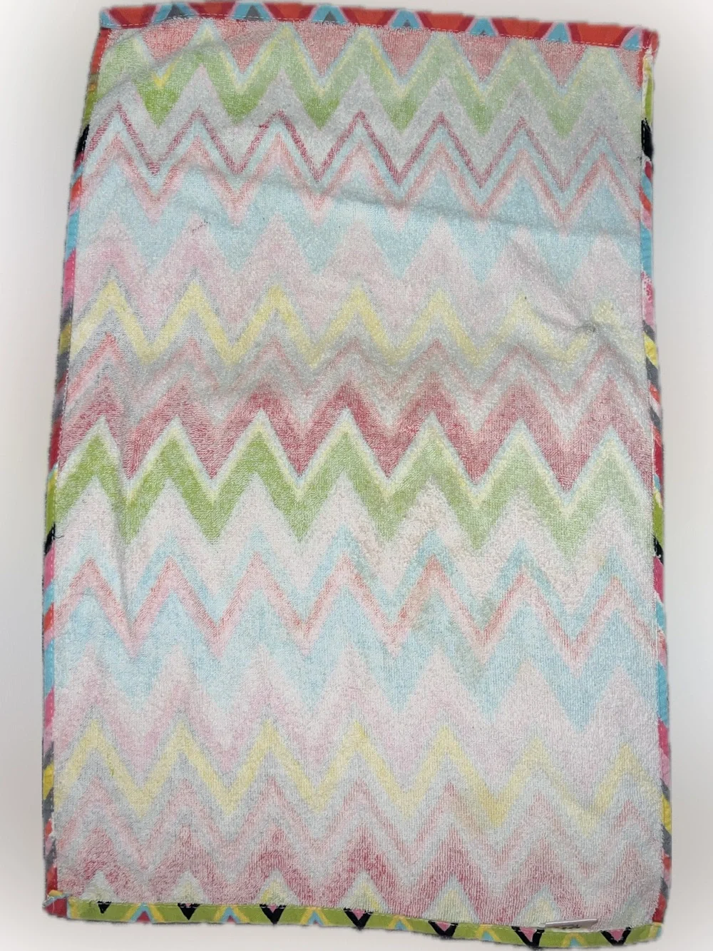 🔴Bright Multicolor Chevron Kitchen Hand Towel Oui By French Bull 26” x 16”